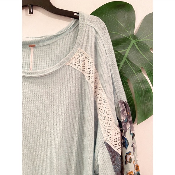 Free People Mint Sweater Long Sleeve Floral Large - Picture 7 of 12